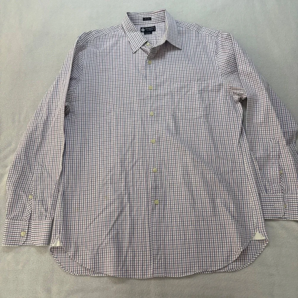 J. Crew Haberdashery Mens L Purple Blue Tattersall Check 80s 2-Ply Cotton Shirt